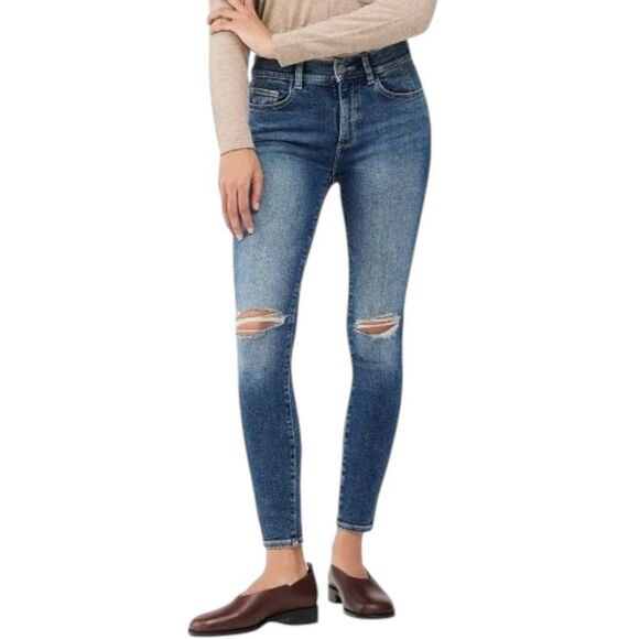 NEW DL1961 Performance Florence Skinny High Rise Instasculpt Ankle Distressed 18 - Picture 1 of 15